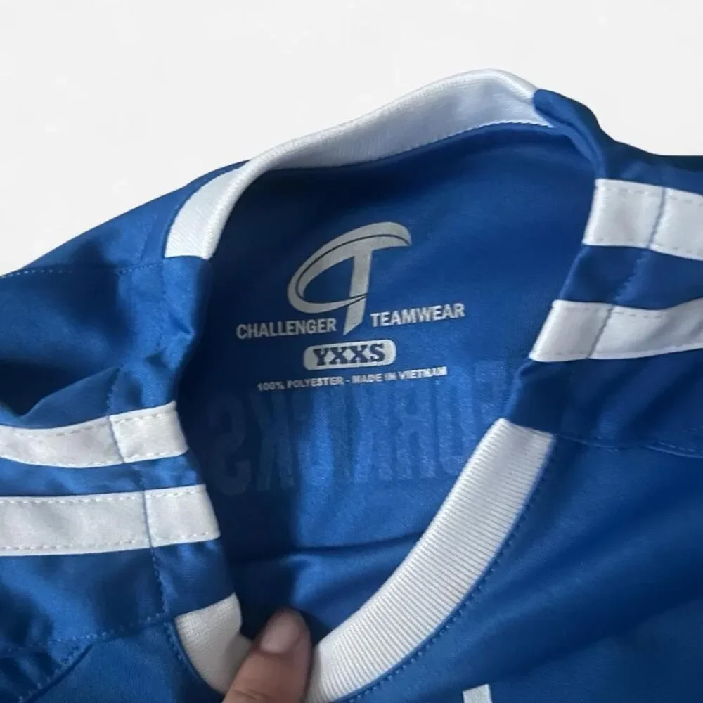 Kids Blue and White Soccer Jersey
